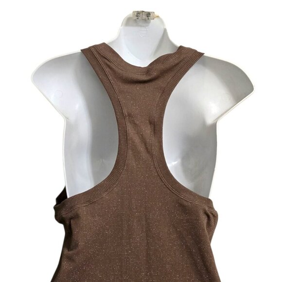 Athleta Momentum Seamless Racer Tank Top In Rustic Beige Shimmer Sz XL - Picture 4 of 10
